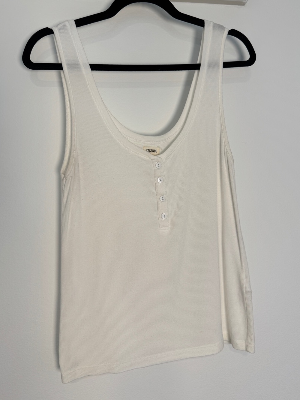 L'AGENCE White Ribbed Kate Tank Size Medium